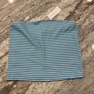 Blue and white striped tube top